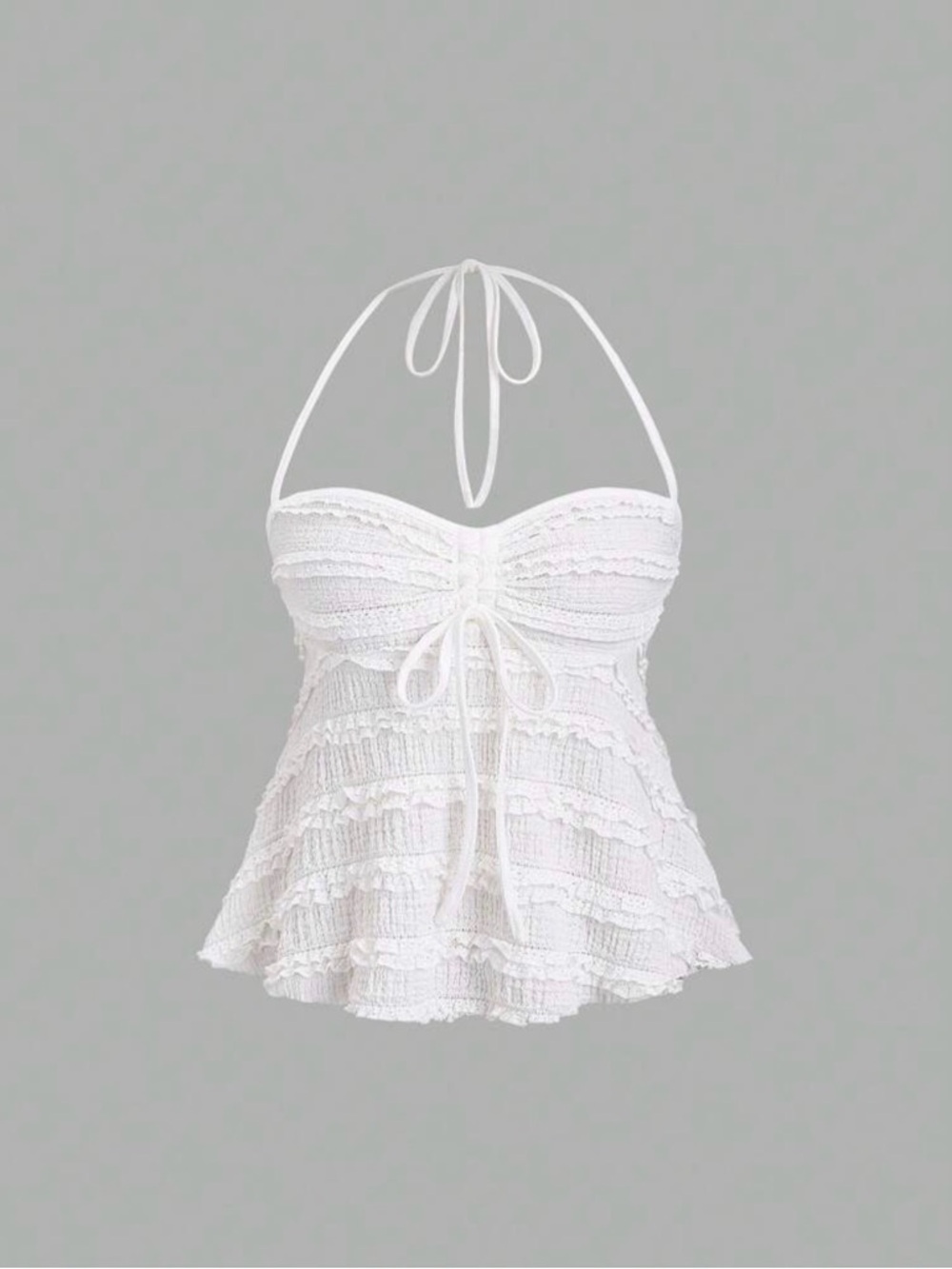 SHEIN White Ruffle Smocked Halter Tank